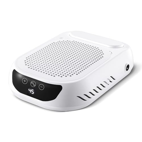 Nail Dust Collector: Vacuum Fan Dust Collector Powerful Suction Extractor Portable Machine - Professional Manicure Pedicure Tool with Reusable Filter for Acrylic Nail Art Salon and Home