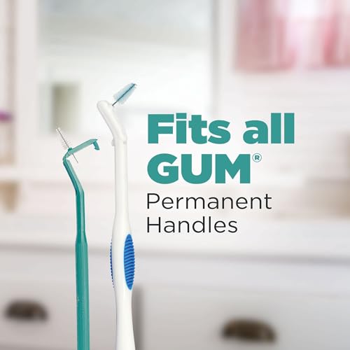 GUM Proxabrush Go-Betweens Refills - Moderate - Compatible with GUM Permanent Handle - Reusable Interdental Brushes - Soft Bristled Dental Picks, 8ct(6pk)