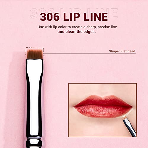 Jessup Lip Brush Set, Professional Lip Makeup Brushes for Lipstick Streak-Free Contour Define and Accentuate, Premium Synthetic Hair, 5pcs T325