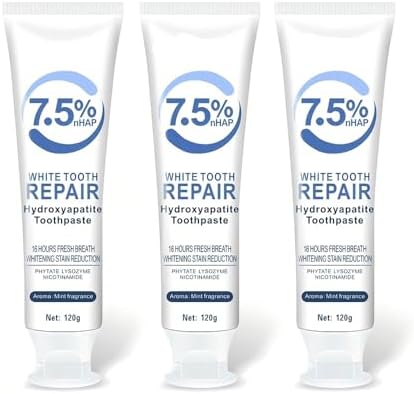 HydroxyapatiteToothpastes,7.5% hydroxyapatite Toothpaste,for Enamel Protection and Tooth Strengthening, Gentle Mint, Fresh Breath, Daily Use for Oral Health（3pcs）