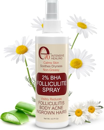 Folliculitis Treatment 2% BHA Body Spray - Salicylic Acid with Tea Tree Oil & Aloe Vera - Spray Moisturizer for Dry Skin, Clogged Pores & Irritation by Made in USA, 4 fl. oz