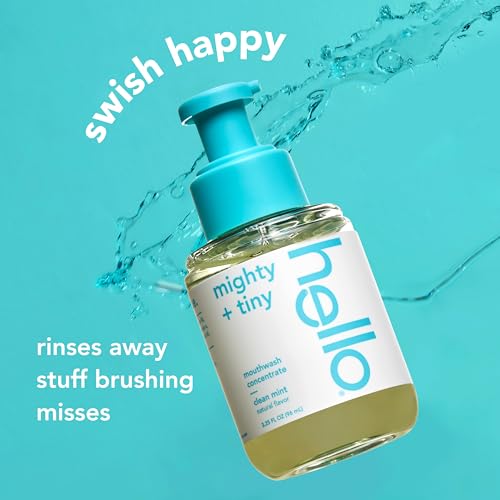 Hello Clean Mint Mouthwash Concentrate for Bad Breath, Alcohol Free Travel Size Mouthwash Made with Coconut Oil and Tea Tree Oil, Helps Freshen Breath, 2 Pack, 3.25 fl Oz Pump Bottles
