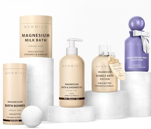Magnesium Bubble Bath - Long Lasting Foaming Bubbles - Moisturizing - Shea Butter Coconut Vanilla - Relaxing Stress Relief - Calming Self Care Spa Gift for Birthday Christmas