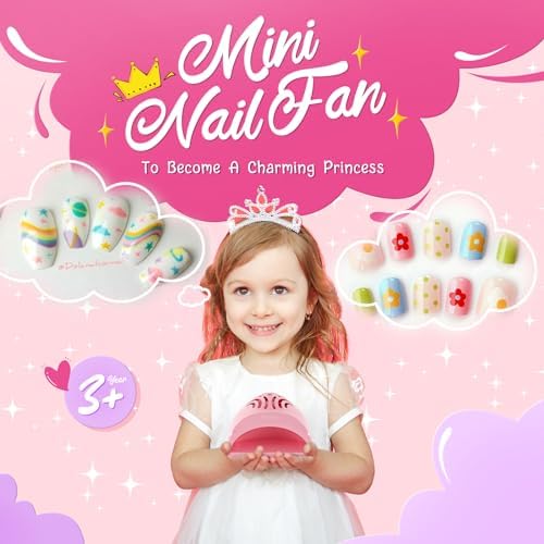 MelodySusie Portable Kids Nail Dryer, Mini Nail Fan Quick Nail Dryer for Regular Polish Manicure Tool, Safe for Hands, Skin, Children's Gift, Great Gift for Girls