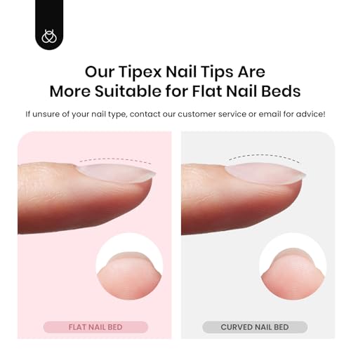 Beetles Tipex Instant Apex Nail Tips Short Oval, 512Pcs 16 Sizes Pre-Building & Pre-Etched Gel Nail Tips Thicker Acrylic Nails Strong Full Cover False Nail Extension Press-on Nails