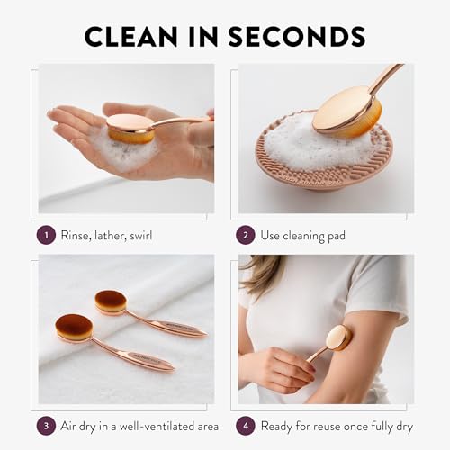 Premium Sunscreen Brush Set – Kids & Baby Sunblock Applicator with Metal Handles, Travel Bag, 2 Brushes, 2 Caps, & Cleaning Mat – Rose Gold – Mess-Free Sun Care (2 Pack) (Rose Gold)