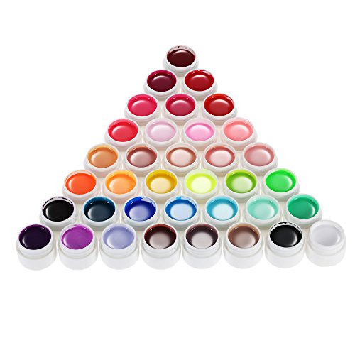 Anself 36 Colors Nail Art Polish, Gel Paint Nail Kit, Gel Paint for Nails Art with 1 Nail Brush for Nails DIY Nail Art Design