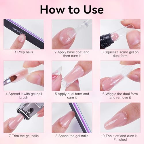 Makartt Poly Nail Gel Set: Nude & Dark Almond Gel Builder for Extension Neutral Colors Nail Strengthener 3D Diy Hard Gel for Nails Manicures Home Salon-2PCs 30ML