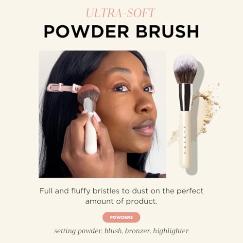 HALEYS Makeup Brush Set 5 pcs: Soft, Streak-free, Perfect Blending, Buff, Blurs and Smooth, Premium Luxury Vegan Bristles, For Liquid, Cream or Powder, Vegan, Cruelty-free, Sustainable Wood