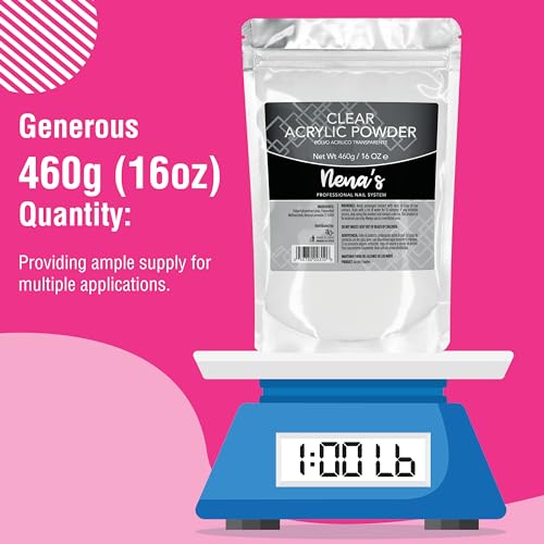 Nena's Superior Sculpting Powder Professional Acrylic Nail System Clear Blush Pink Medium Pink 16 oz 460 g (Clear)