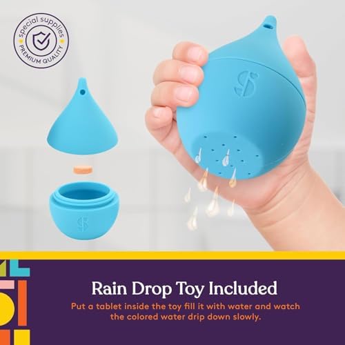 Special Supplies Color Bath Tablets for Kids, 100-Count, Dissolvable, Water Color-Changing Fun, Non-Staining Dye, Cute Toy Included