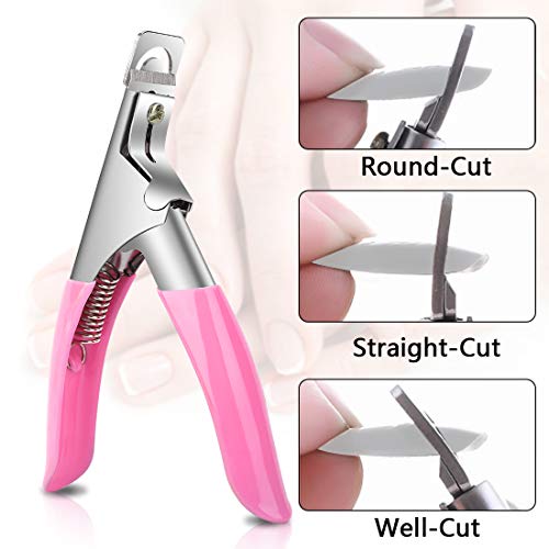 1000PCS Square Nail Tips for Acrylic Nails Professional, Fake Clear Natural Acrylic Short Square French Artificial Nail Tips Half Cover with Acrylic Nail Clipper, 2PCS Nail Files for Nail Salon Home