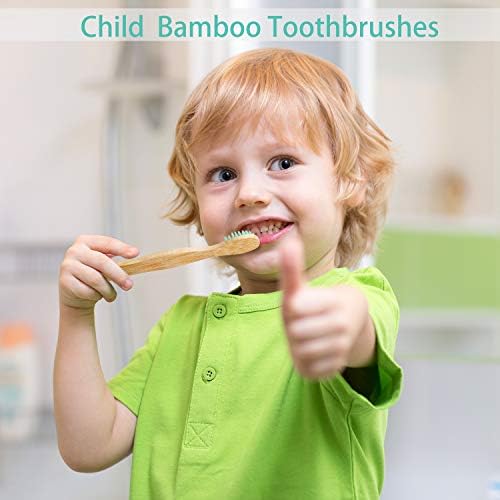 16 Pcs Kids Bamboo Toothbrush Soft Bristle Natural Toothbrush Wooden for Kids with Colorful Bristles and Ergonomic Animal Designs Handles