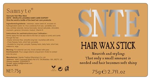 Samnyte Hair Wax Stick, 2PCS Wax Stick for Hair Slick Stick, Hair Wax Stick for Flyaways Hair Gel Stick Non-greasy Styling Cream for Fly Away & Frizz Hair