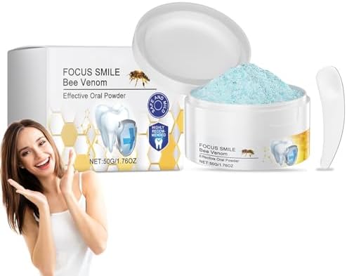 Natural Bee Venom Tooth Powder 1.76Oz - Whitening & Sensitivity Relief, Long-Lasting Fresh Breath, Dentist-Recommended Oral Care - Non-Toxic Formula