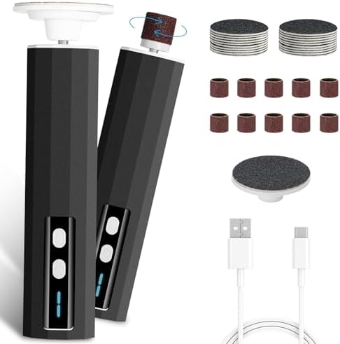 Electric Foot Callus Removers Rechargeable - Electric Foot File with 9 Adjustable Speed, 2 Grinding Heads & 30 Pcs Sandpaper Discs,Professional Foot Sander for Feet Dead Skin and Calluse (Black)