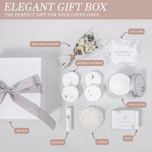 Spa Gifts for Women Bath and Body Gift Basket Mothers Day Gifts Coconut Lavender Home Spa Set Self Care Gift for Mom Sister Her Wife Birthday Gifts Spa Kit Care Package Thank You Gift
