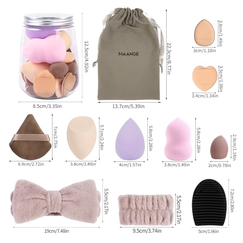 MAANGE Makeup Brushes 51 Pcs Makeup Kit, Multi-functional Makeup Tool Set with Makeup Brush Foundation Brush Make up Brushes Set Bag (Champagne)