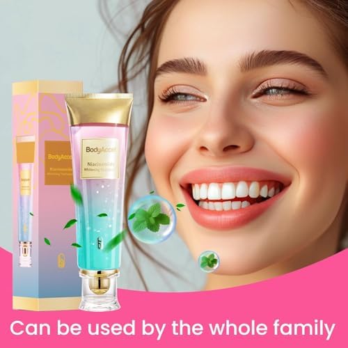 3 Pack Niacinamide Whitening Toothpaste, BodyAccel Triple Whitening Niacinamide Toothpaste, Brightens and Whitens Teeth, Stain Removal Natural Gentle, Fresh Breath