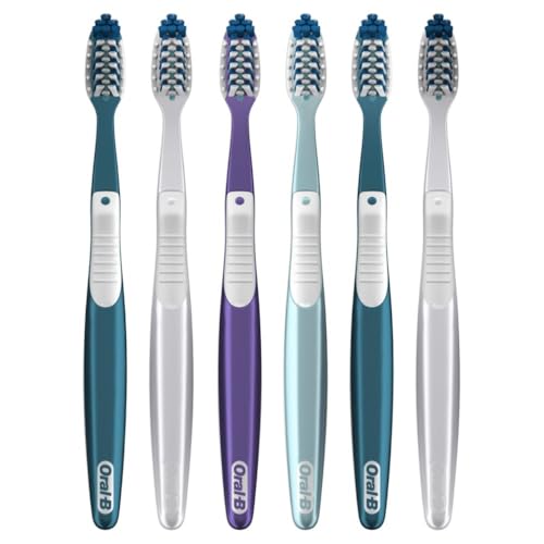 Oral-B Pro Health CrossAction All in One Soft Toothbrushes, Deep Plaque Fighter, Rounded Bristles Gentle on Teeth, Tongue and Cheek Cleaner, Gum Stimulators, 6 Count, Tooth Brush Pack
