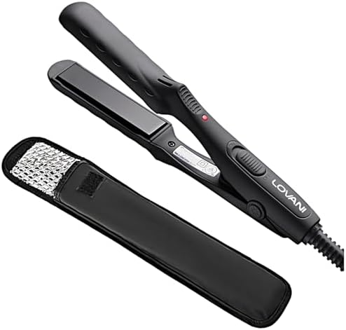 LOVANI Mini Flat Iron, Tourmaline Ceramic Small Hair Straightener, Dual Voltage Travel Hair Iron for Worldwide Use, Portable Mini Straightener with Insulated Bag
