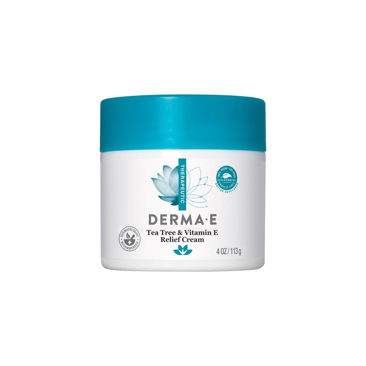 Derma E Tea Tree and Vitamin E Relief Cream – Deeply Moisturizing Tea Tree Lotion – Vitamin E Cream Soothes, Calms and Nourishes Dry, Irritated Skin, 4 oz