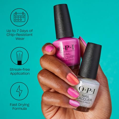 OPI Nail Lacquer Nail Polish | Opaque Crème Metallic Shimmer Chip Resistant Nail Polish | Hello Kitty Limited Edition Collection