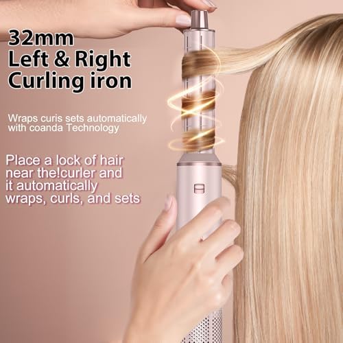 5 in 1 Hair Dryer Brush Set, Multi Ionic Air Styler Set, 800W Auto Wrap Air Hair Styler Without Heat Damage, Curl, Volumize and Straighten