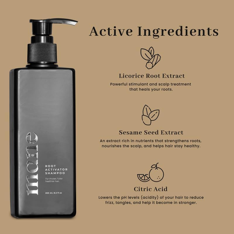 Hair Growth Shampoo for Men (250ml) Activating Follicles & Roots for Thicker & Fuller Hair | Cleanse, and Hydrate Scalp | Root Activator | Regrowth Shampoo for Men
