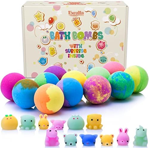 Bath Bombs for Kids with Toys Inside for Girls Boys - Surprise Bubble Bath Fizzies Vegan Essential Oil Spa Bath Fizz Balls Kit Dry Skin Moisturize, Handmade 12 Set