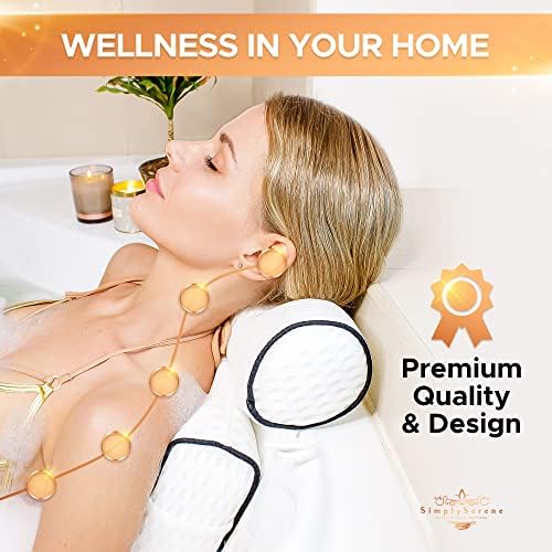 Luxury Bath Pillow for Tub, 6 Strong Suction Cups, 4D Breathable Mesh Headrest Cushion, Bathtub Pillow for Head and Neck Support, Relaxing Spa Accessories, Ideal for Tubs, whirlpool tubs and Spa Gifts