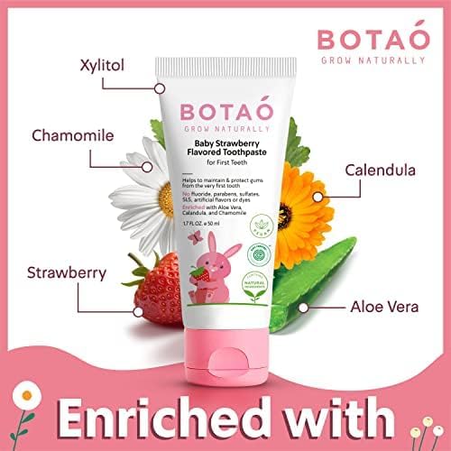 Fluoride Free Baby Toothpaste | Natural Toddler Toothpaste | Strawberry Flavored - Training Toothpaste for Toddlers | EWG Verified, Vegan, SLS Free, Safe to Swallow, Aloe Vera (3 Pack)