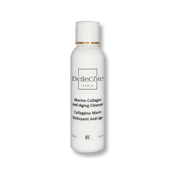 BelleCôte Paris Marine Collagen Anti Aging Cleanser - Lichen Extract & Peptides for Dull And Dehydrated Skin, Removes Impurities & Makeup Toxins | Organic Seaweed Facial Cleanser 4 fl oz