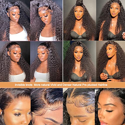 Kinky Curly Lace Front Wigs 13x6 HD Lace Front Kinky Curly Wig for Women 180% Density Pre Plucked With Baby Hair Afro Kinky Curly Human Hair Wigs 20Inch Kinky Curly HD Lace Front Human Hair wig
