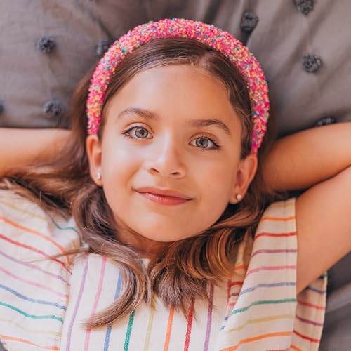 FROG SAC Headband for Girls - Sprinkle Padded Head Bands for Kids, Puffy Toddler Headbands, Little Girl Confetti Hair Band Accessories, Pink Candy Hairbands, Easter Basket Fillers Stocking Stuffers