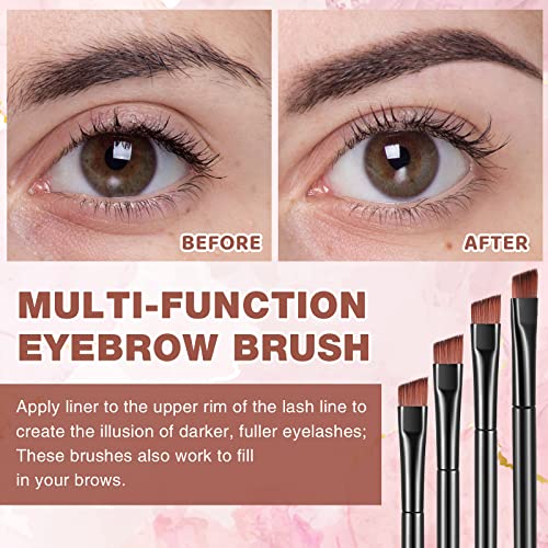 Gerrii 100 Pieces Disposable Angled Eyebrow Brushes Eye Liner Brush Disposable Angle Brushes Tinting Brushes for Women Girls Salon Beauty Cosmetic Make up Tool Esthetician Supplies(Black)