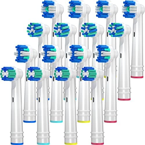 Replacement Brush Heads for Oral B, 16 Pcs Toothbrush Replacement Heads Compatible with Oral B Pro1000 Pro3000 Pro5000 Pro7000, Includes 4 Floss, 4 Cross, 4 Precision & 4 Whitening Brush Heads