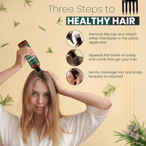 Natural Riches 100% Pure Premium Rosemary Oil For Hair Growth Infused With Biotin & Vitamin E Jojoba & Castor Oil Hair Strengthening Treatment | Nourishing & Volumizing | Non GMO Verified 8 Fl oz.