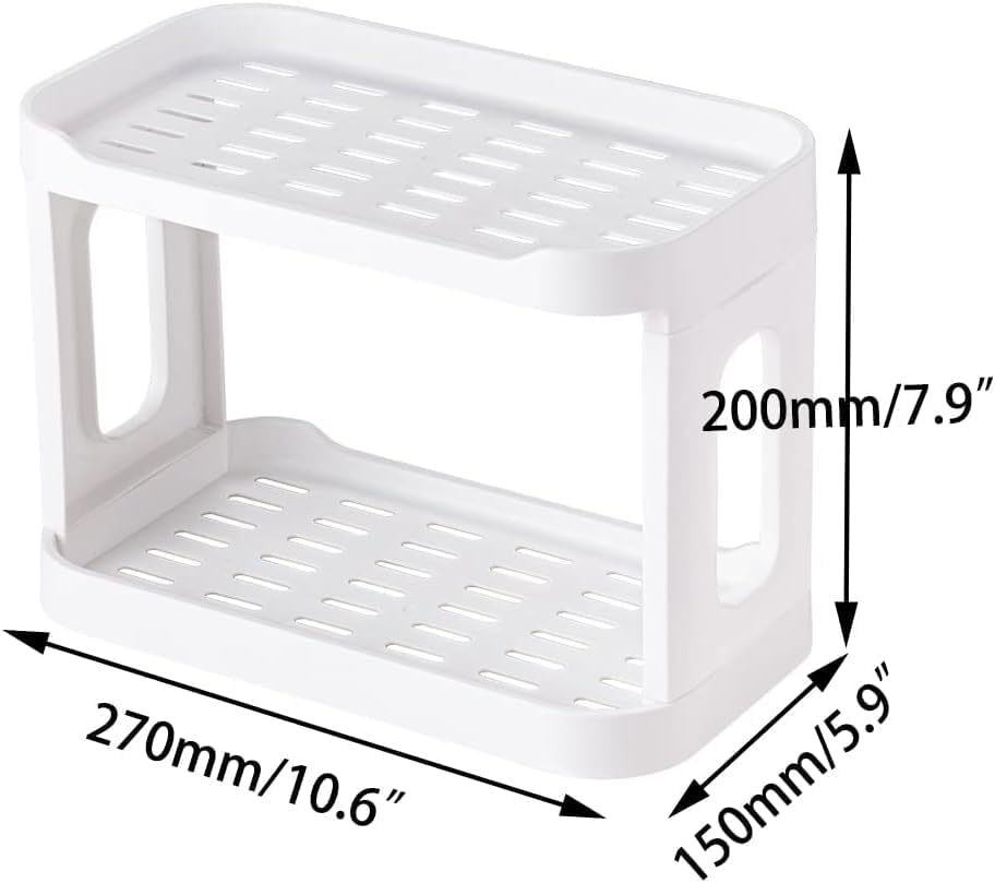 2PCS Kitchen Spice Rack or Bathroom Countertop Organizer, 2-Tier Desk Organizers，Mail Holder for Office Desk Organization, Gift for Teachers, Classmates, and Friends,White