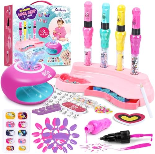 Kids Nail Polish Set for Girls - Nail Art Kit for kids Ages 7-12 - Girl Gifts - Non Toxic Nail Polish,Girls Stuff for Spa,Makeup,Manicure - Birthday Gifts for Girl Age 6 7 8 9 10-12 Years old