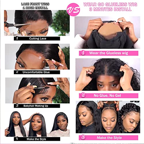 14 Inch Highlight Blonde Wear and Go Glueless Curly Bob Wig Human Hair Pre Plucked, Glueless Pre cut HD Lace Front Wigs Human Hair,Water Wave No Glue wigs, Natural Hairline for Women 200% Density