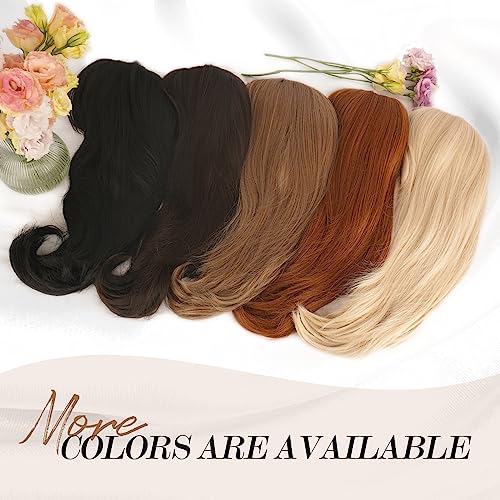 FESHFEN Blonde Wigs with Bangs, Synthetic Natural Looking Light Blonde Long Layered Straight Hair Wig for Women Daily Party Use 18 inch