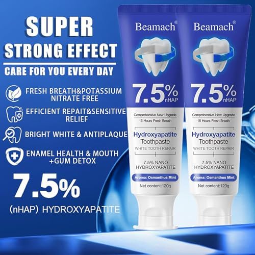 Hydroxyapatite Toothpaste - Fluoride-Free Nano Hydroxyapatite Toothpaste 7.5 | Enamel Repair | Breath Freshening | Mild Mint | Appropriate for Sensitive Teeth 4.23oz (2)