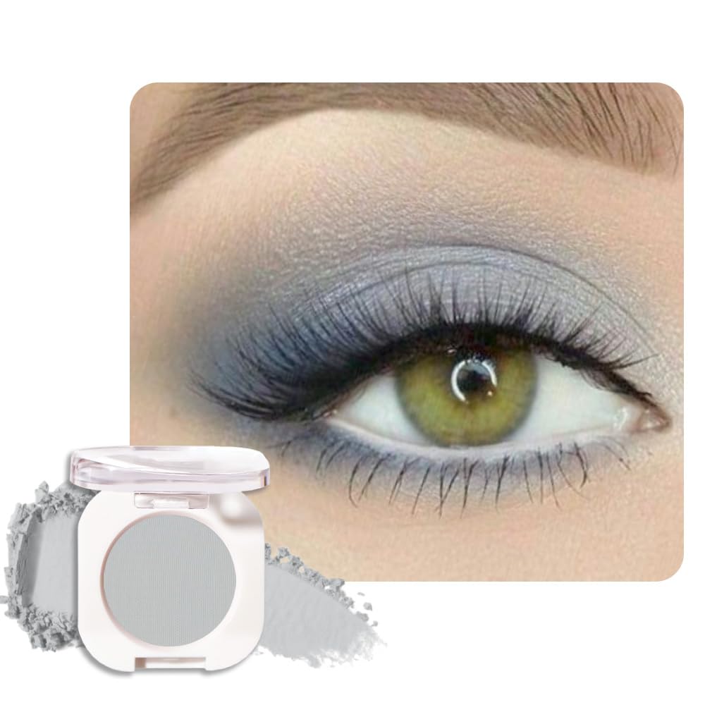 Single Matte Eye Shadow Palette Makeup, Smoky Gray Matte Eyeshadow for Women, Monochrome Eye Shadow Makeup, Pigmented Waterproof Sombras Para Ojos, Vegan, Talc, Paraben & Cruelty Free, 28
