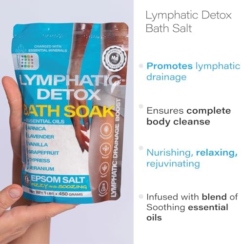 Arnica Montana Bath Salts, Espom Salt Bath Soak for Lymphatic Drainage & Body Detox, Epsom Salts for Soaking with Essential Oils, Bath Salts for Pain Relief, Swelling & Post Surgery, 1 Lb
