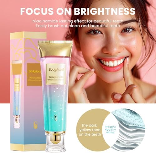 Niacinamide Whitening Toothpaste, BodyAccel Toothpaste, Niacinamide Toothpaste, Stain Removal Toothpaste Natural Gentle, Fresh Breath