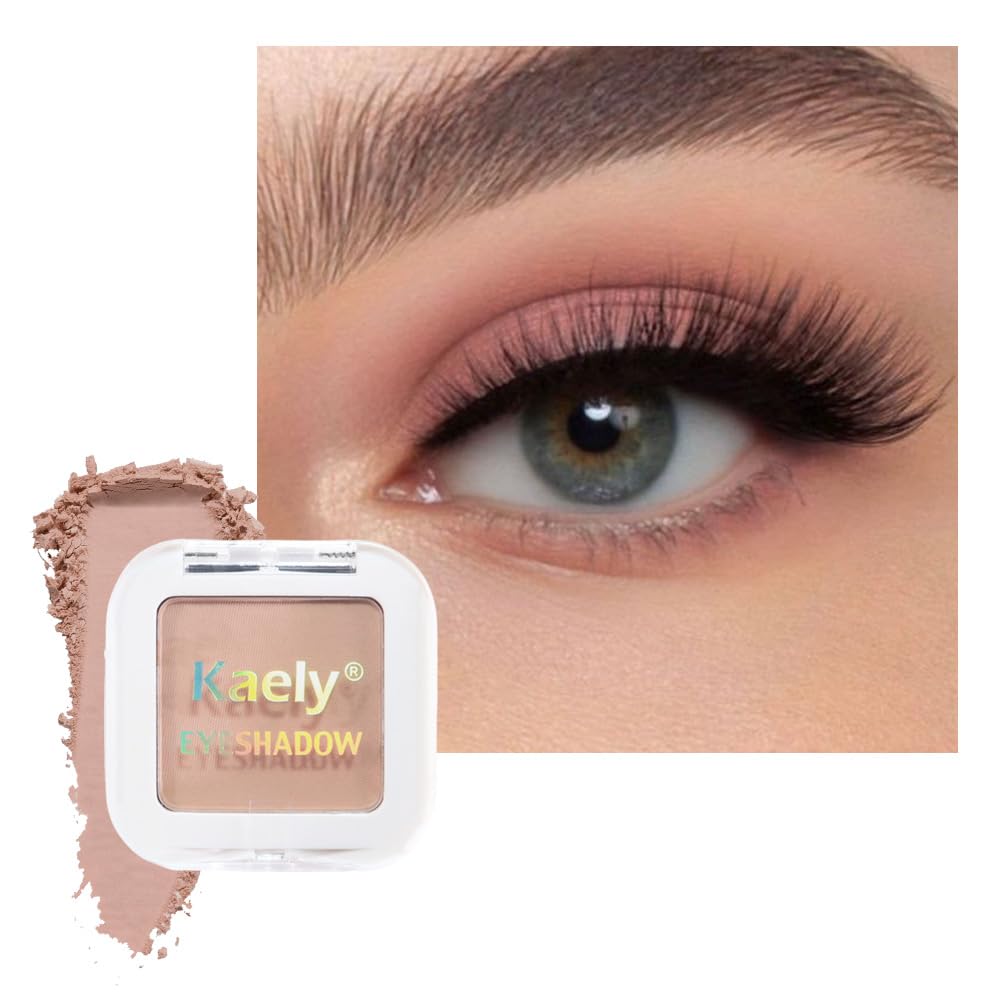 Light Smoked Beige Matte Single Eyeshadow Makeup Palette - Natural Single Matte Eye Shades | Creamy Pressed Powder for Easy Blending | Mini Travel Palette for Women | Everyday Eyeshadow Makeup