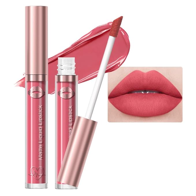 Matte Liquid Lipstick,Dark Purple Liquid Lip Stains, Long Lasting Waterproof Lip Gloss Makeup, Velvet Non-Stick Cup Lips Stain X-08#