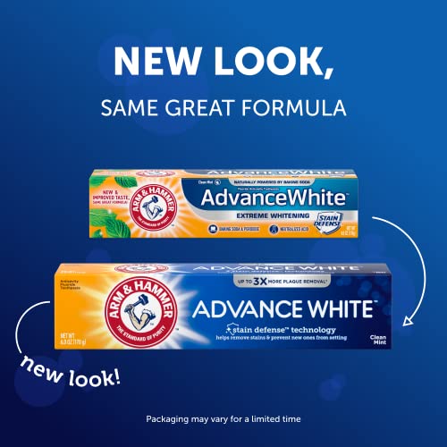 ARM & HAMMER Toothpaste Plus TheraBreath Breath Fresheners, Invigorating ICY Mint Flavor & Advance White Toothpaste, Clean Mint Flavor, Stain Defense Technology, 6.0oz (4-Pack)