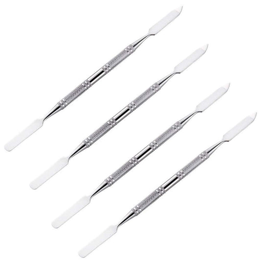 4 Pieces Makeup Spatula Cosmetics Mixing Spatula Stainless Steel Cosmetic Makeup Spatula Makeup Palette Spatula Tool Double Headed Makeup Stirring Spatula Makeup Accessories(150 mm, Silver)
